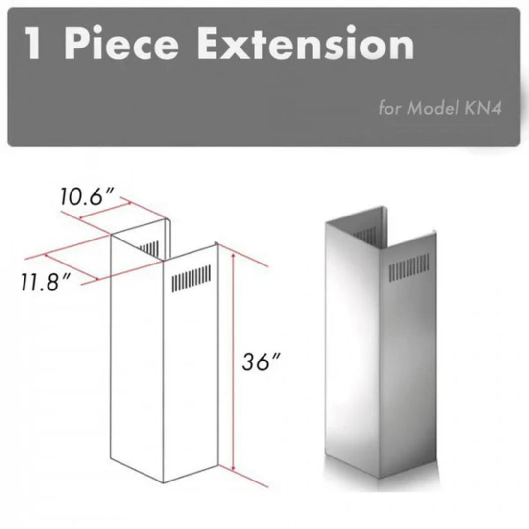 ZLINE 1-Piece 36" Chimney Extension for 9 ft. to 10 ft. Ceilings (Model 1PCEXT-KN4)