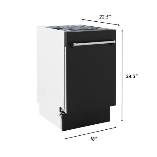 ZLINE 18" Compact Top Control Dishwasher Panel Ready Black Matte