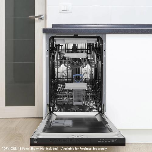 ZLINE 18" Compact Top Control Dishwasher Custom Panel Ready Blue Matte