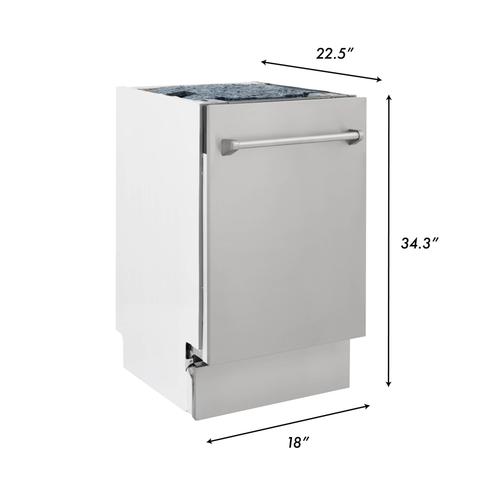 ZLINE 18" Compact Top Control Dishwasher Panel Ready Stainless Steel