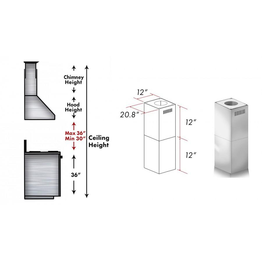 ZLINE Short Kit for Ceilings Under 8 feet, SK-697i/KECOMi-304