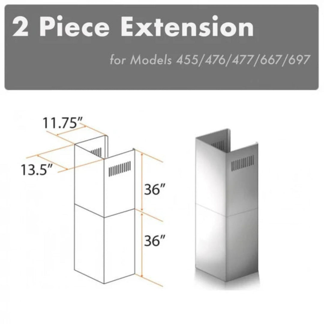ZLINE  2-Piece 36" Chimney Extension for Range Hoods