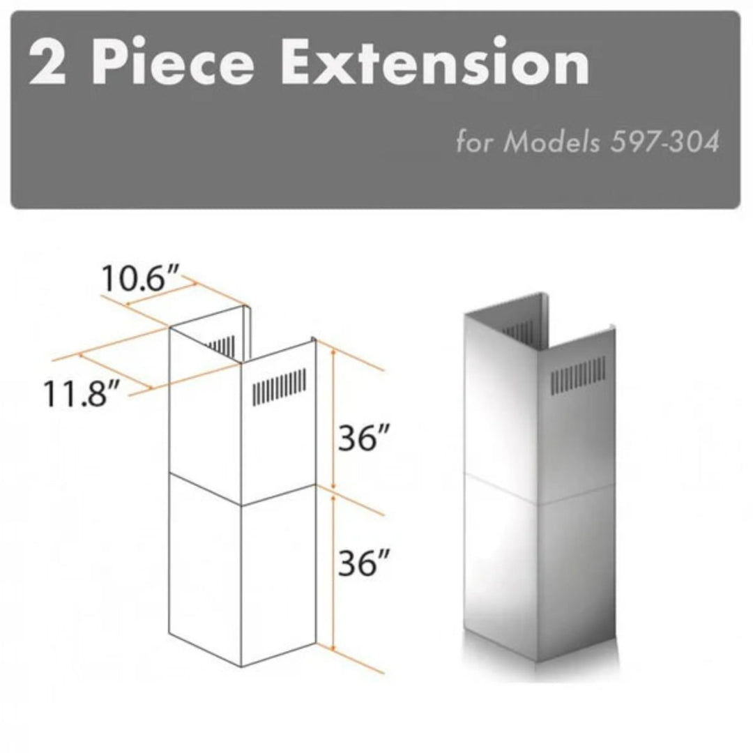 ZLINE 2-Piece 36" Outdoor Stainless Steel Chimney Extension Kit for Model 597-304
