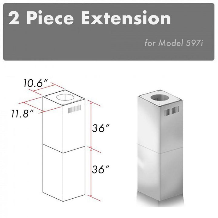 ZLINE 2 Piece Chimney Extension and mounting bracket for 10ft-12ft Ceiling (2PCEXT-597i)