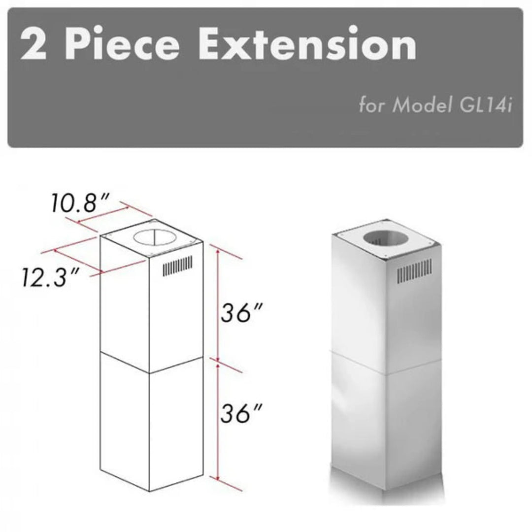 ZLINE 2-Piece 36" Chimney Extensions for GL14i Island Range Hood