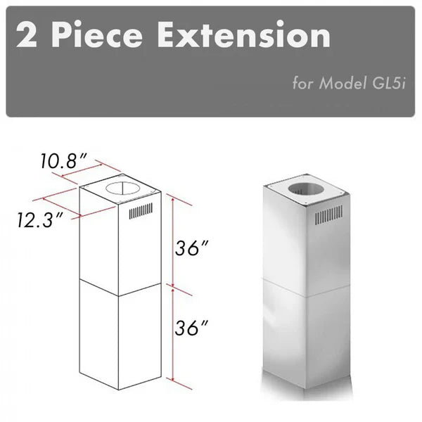 ZLINE 2-Piece 36" Chimney Extensions for GL5i Island Range Hood
