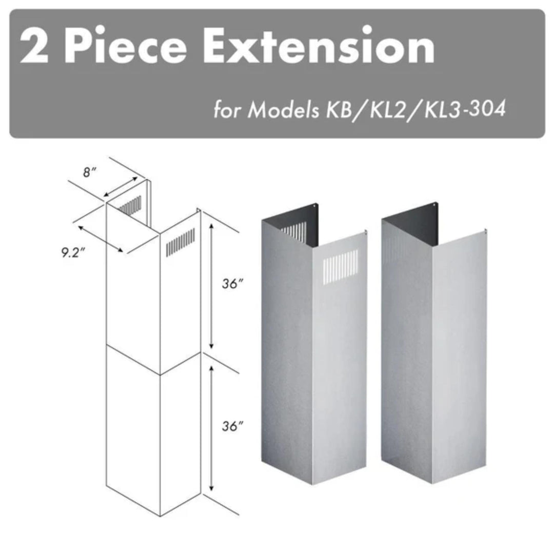 ZLINE 2-Piece 36" Chimney Extensions for KB, KL2, KL3 Stainless Steel Range Hoods