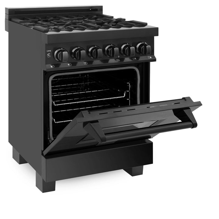 ZLINE 30" 4.0 cu. ft. Dual Fuel Range Gas Stove Black Stainless Steel