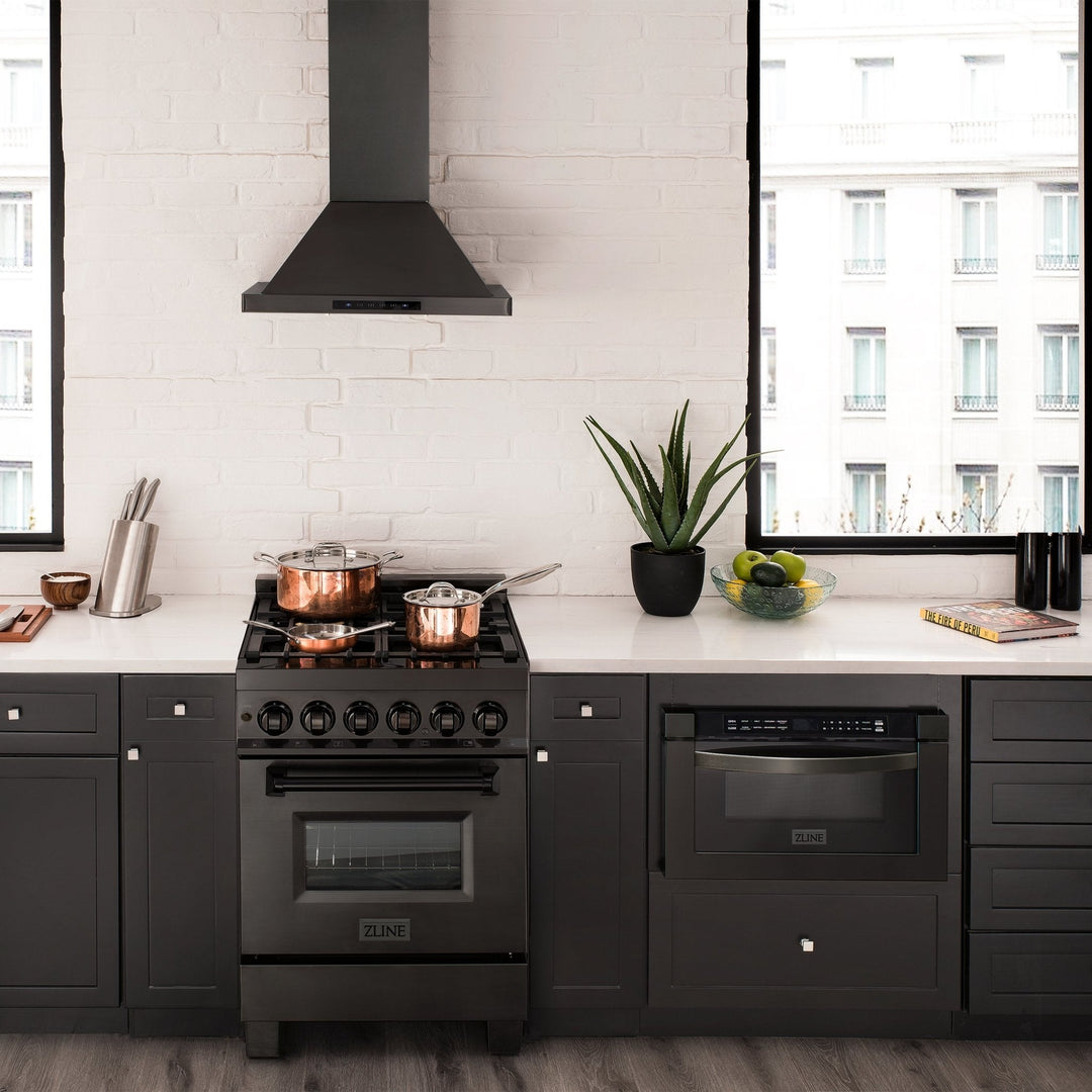 ZLINE 30" 4.0 cu. ft. Dual Fuel Range Gas Stove Black Stainless Steel
