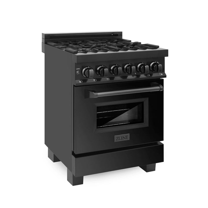 ZLINE 30" 4.0 cu. ft. Dual Fuel Range Gas Stove Black Stainless Steel