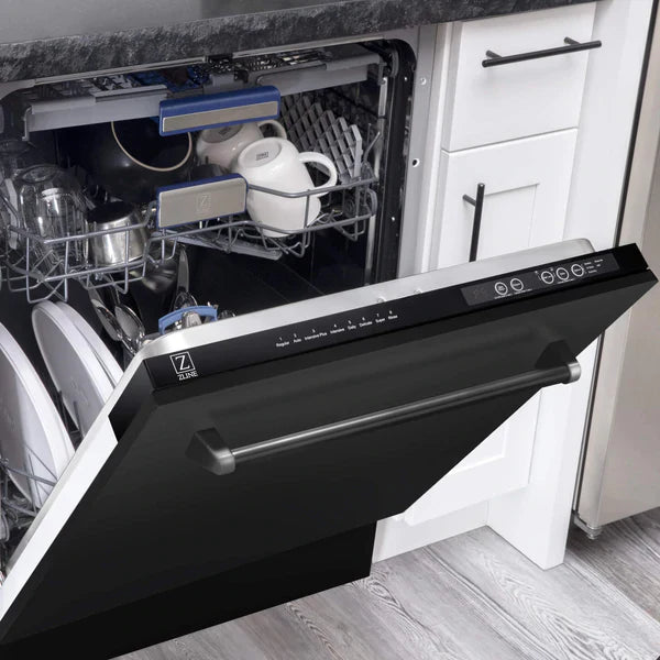 ZLINE 24" 3rd Rack Tall Tub Dishwasher in Black Stainless Steel with Stainless Steel