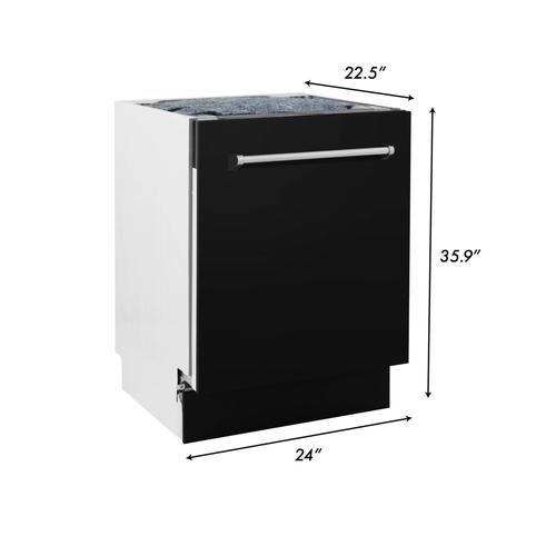 ZLINE 24" Top Control Tall Dishwasher Custom Panel Ready Black Matte