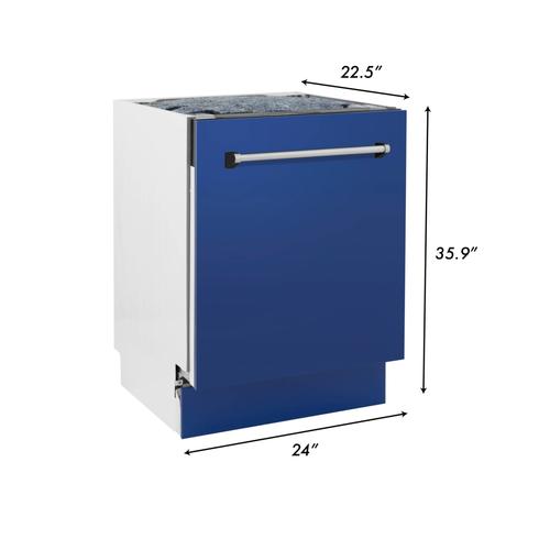 ZLINE 24" Top Control Dishwasher in Custom Panel Ready Blue Matte