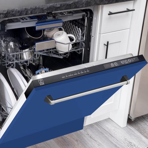 ZLINE 24" Top Control Dishwasher in Custom Panel Ready Blue Matte