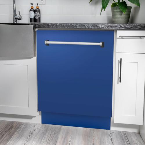 ZLINE 24" Top Control Dishwasher in Custom Panel Ready Blue Matte