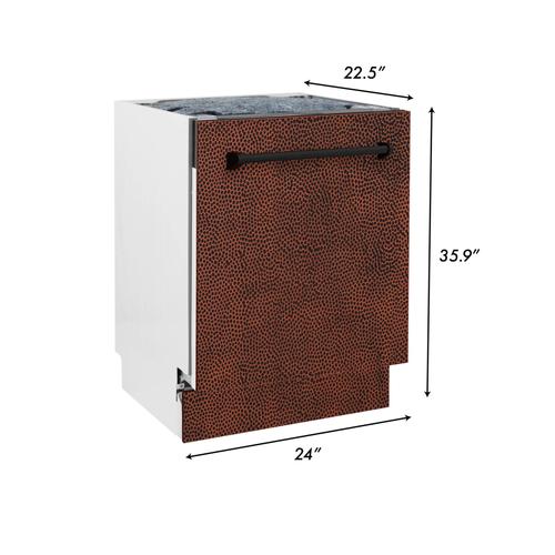 ZLINE 24" Top Control Tall Tub Dishwasher Custom Panel Ready HH Copper