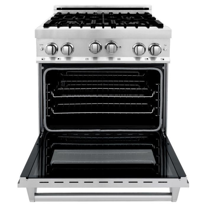 ZLINE 30” 3 Piece Stainless Fuel Range w/ Refrigerator &amp; Microwave