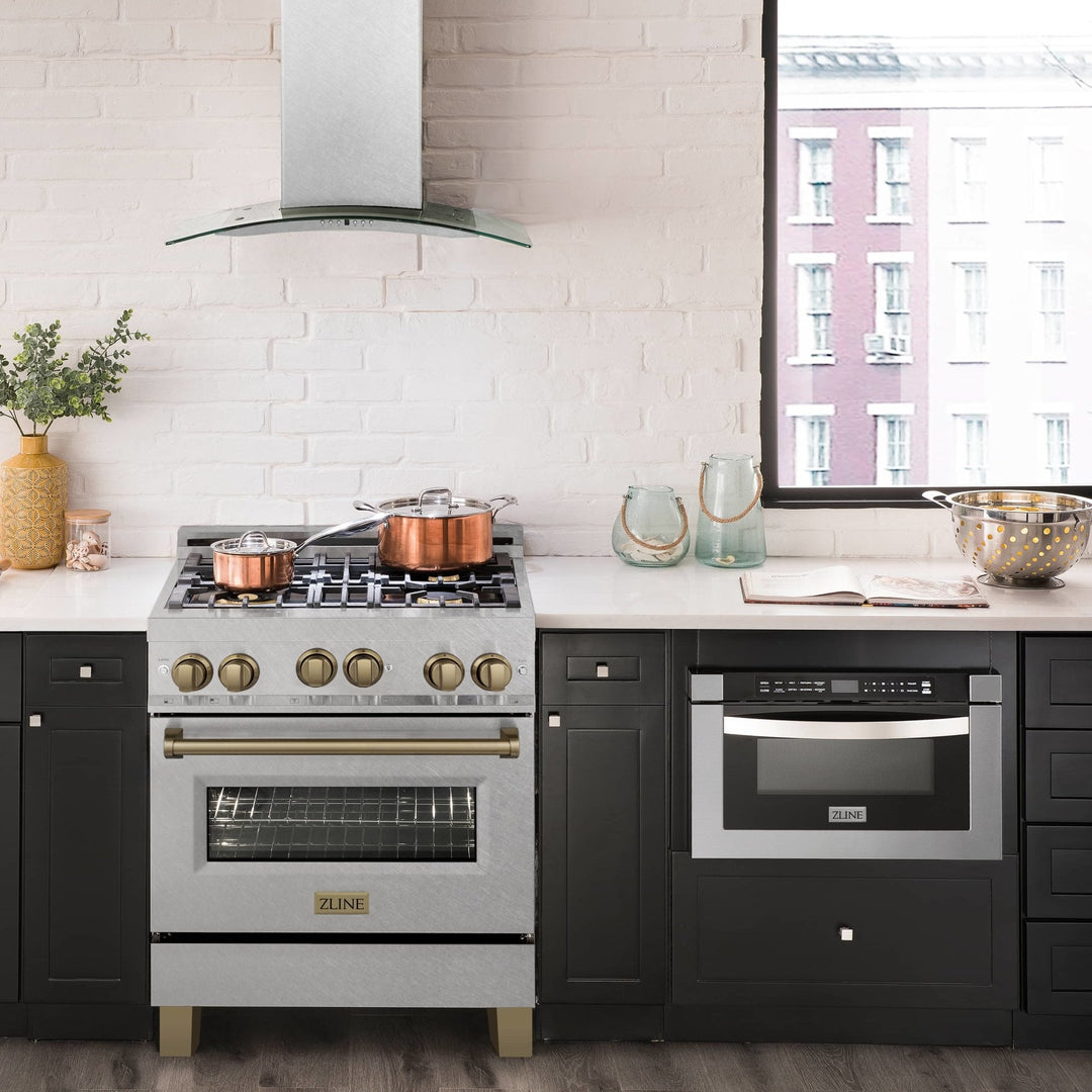 ZLINE 30" Range with Gas Stove and Gas Oven in Champagne Bronze
