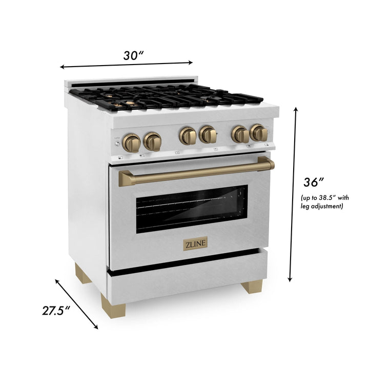 ZLINE 30" Range with Gas Stove and Gas Oven in Champagne Bronze