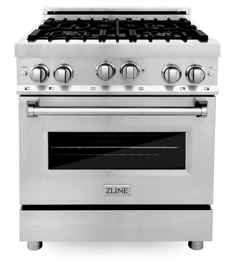 ZLINE 30” 3 Piece Stainless Fuel Range w/ Microwave &amp; Dishwasher