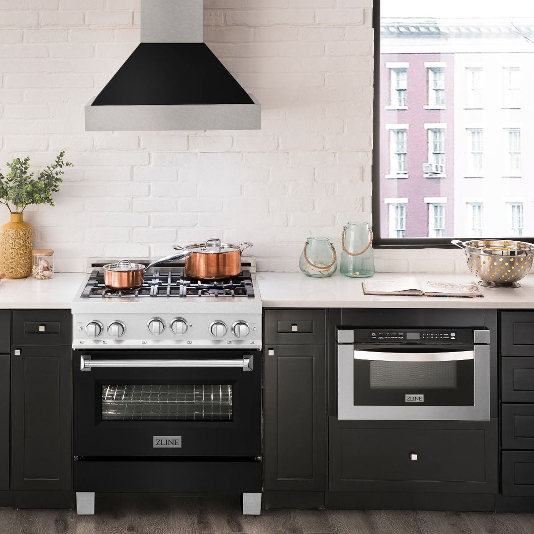 ZLINE 30" 4.0 cu. ft. Range with Gas Stove and Gas Oven in DuraSnow® Stainless Steel with Color Door Options
