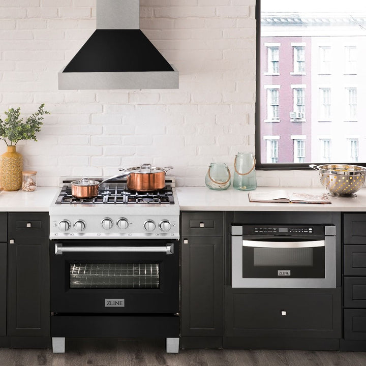 ZLINE 30" 4.0 cu. ft. Range with Gas Stove and Gas Oven in DuraSnow® Stainless Steel with Color Door Options