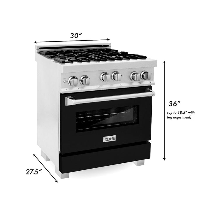 ZLINE 30" 4.0 cu. ft. Range with Gas Stove and Gas Oven in DuraSnow® Stainless Steel with Color Door Options