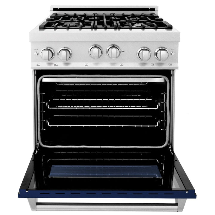 ZLINE 30" Range Gas Stove Gas Oven DuraSnow Stainless Steel Blue Gloss