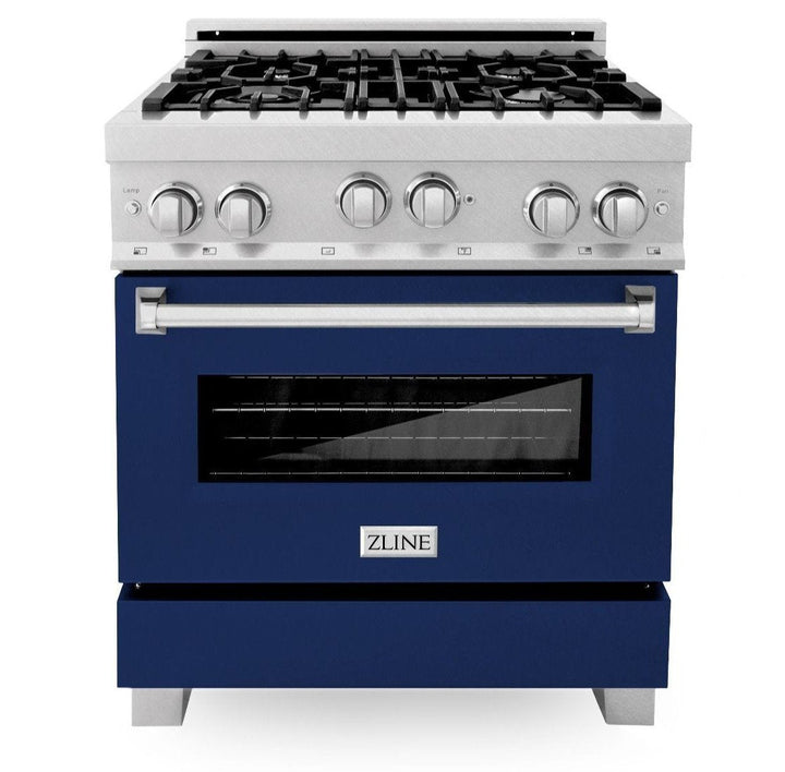ZLINE 30" Range Gas Stove Gas Oven DuraSnow Stainless Steel Blue Gloss