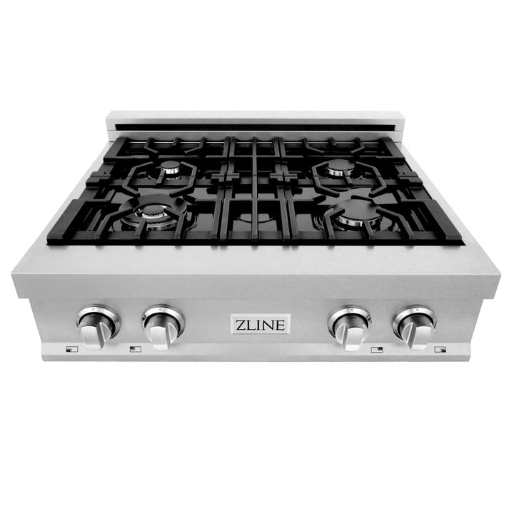 ZLINE 30 in. Rangetop in DuraSnow® Stainless Steel with 4 Gas Burners, RTS-30