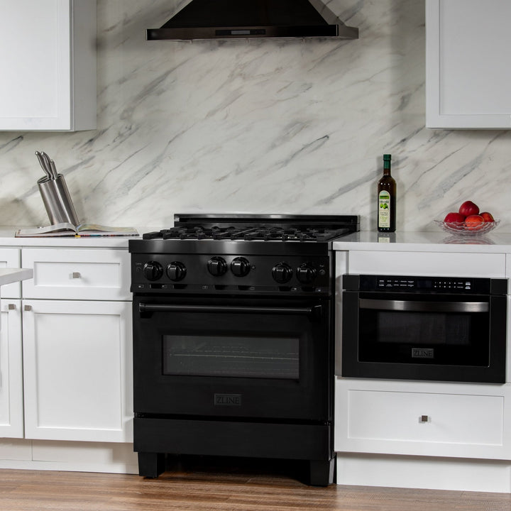 ZLINE 30" 4.0 cu. ft. Range Gas Stove &amp; Gas Oven Black Stainless Steel