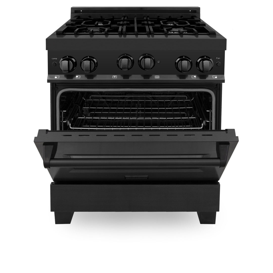 ZLINE 30" 4.0 cu. ft. Range Gas Stove &amp; Gas Oven Black Stainless Steel