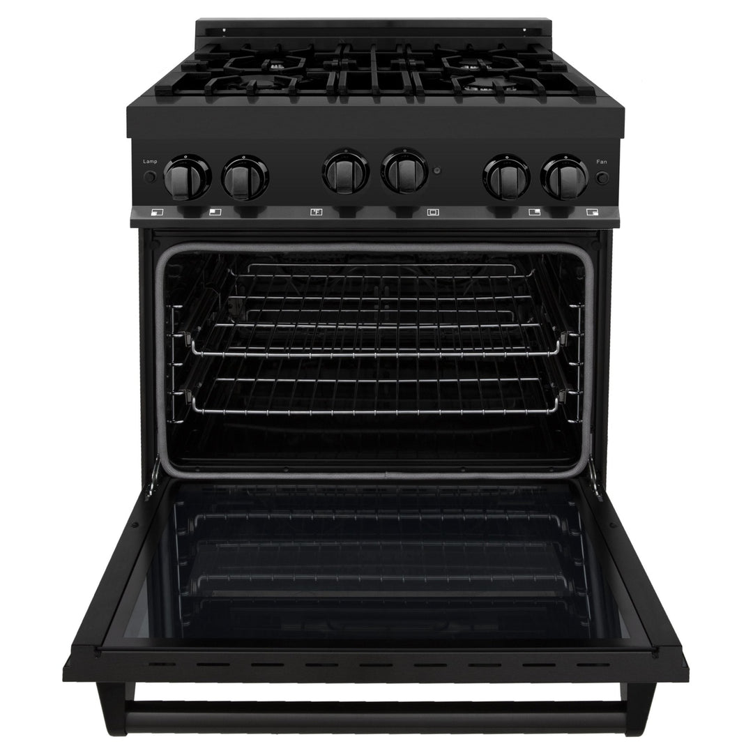 ZLINE 30" 4.0 cu. ft. Range Gas Stove &amp; Gas Oven Black Stainless Steel