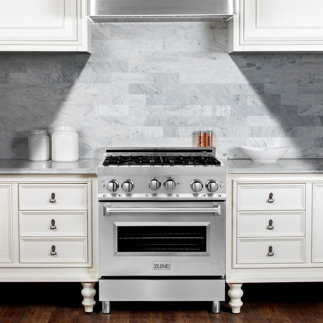 ZLINE 30" Range Gas Stove and Gas Oven Stainless Steel Brass Burners