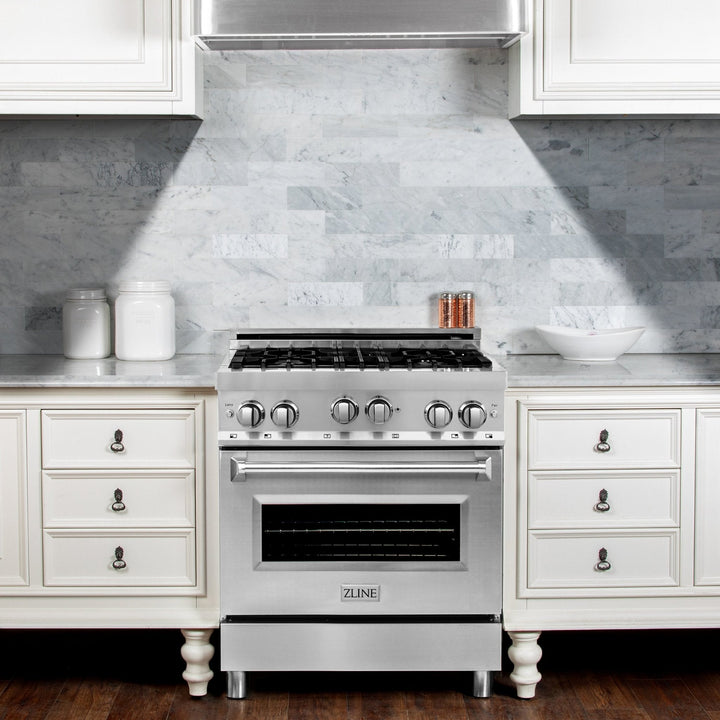 ZLINE 30" Range Gas Stove and Gas Oven Stainless Steel Brass Burners