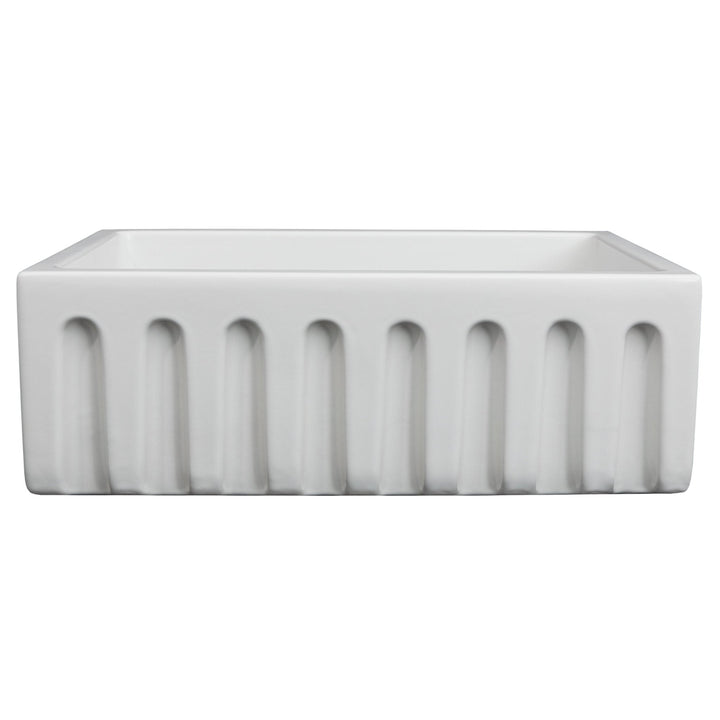 ZLINE 30 in. Venice Farmhouse Apron Front Reversible Single Bowl Fireclay Kitchen Sink with Bottom Grid in White Gloss (FRC5119-WH-30)