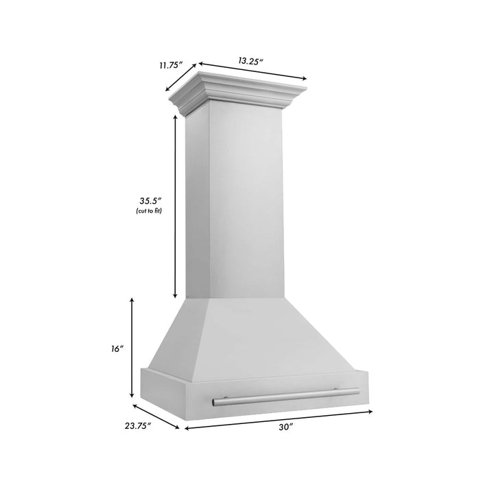 ZLINE 30" Wall Mount Range Hood in Stainless Steel with Stainless Steel Handle