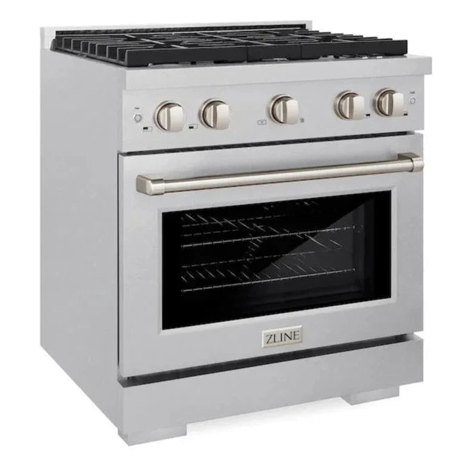 ZLINE Paramount 30" Gas Range with Convection Oven and 4 Burners in DuraSnow® Stainless Steel, SGRS-30