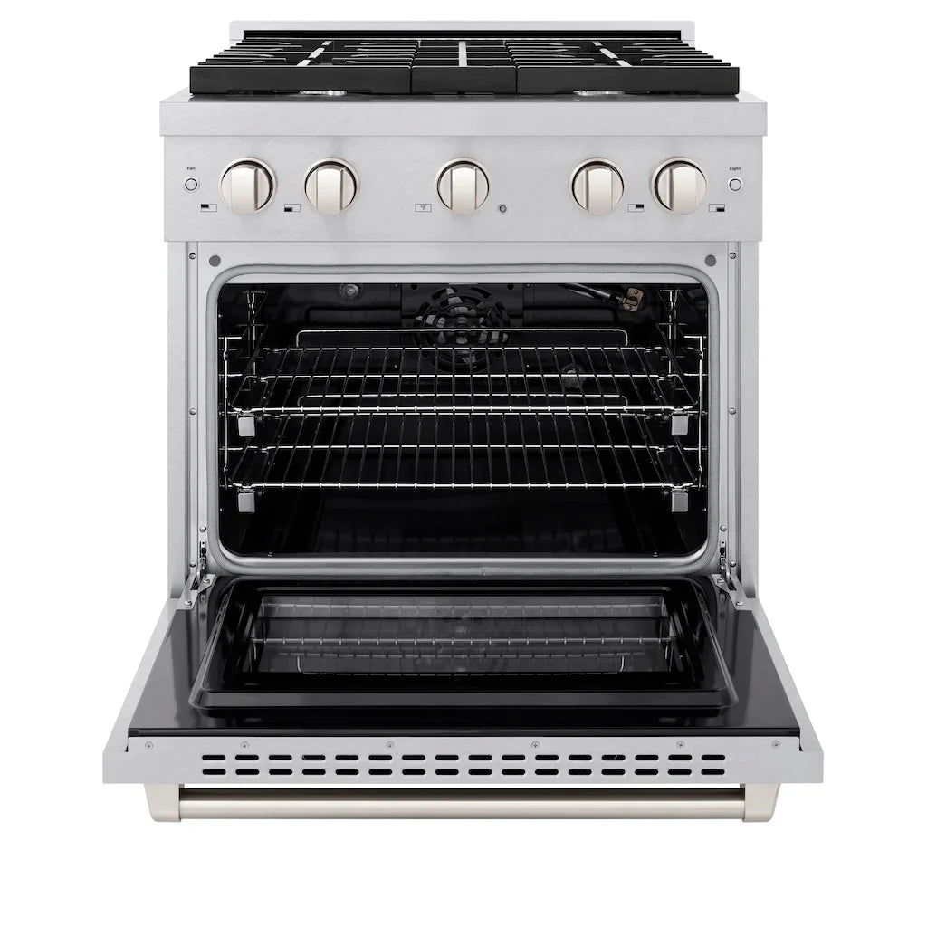 ZLINE Paramount 30" Gas Range with Convection Oven and 4 Burners in DuraSnow® Stainless Steel, SGRS-30