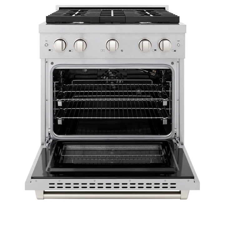 ZLINE Paramount 30" Gas Range with Convection Oven and 4 Burners in DuraSnow® Stainless Steel, SGRS-30