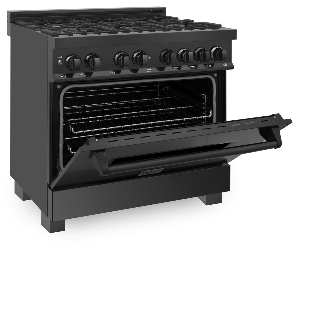 ZLINE 36" Black Stainless 4.6 cu.ft. 6 Gas Burner/Electric Oven Range