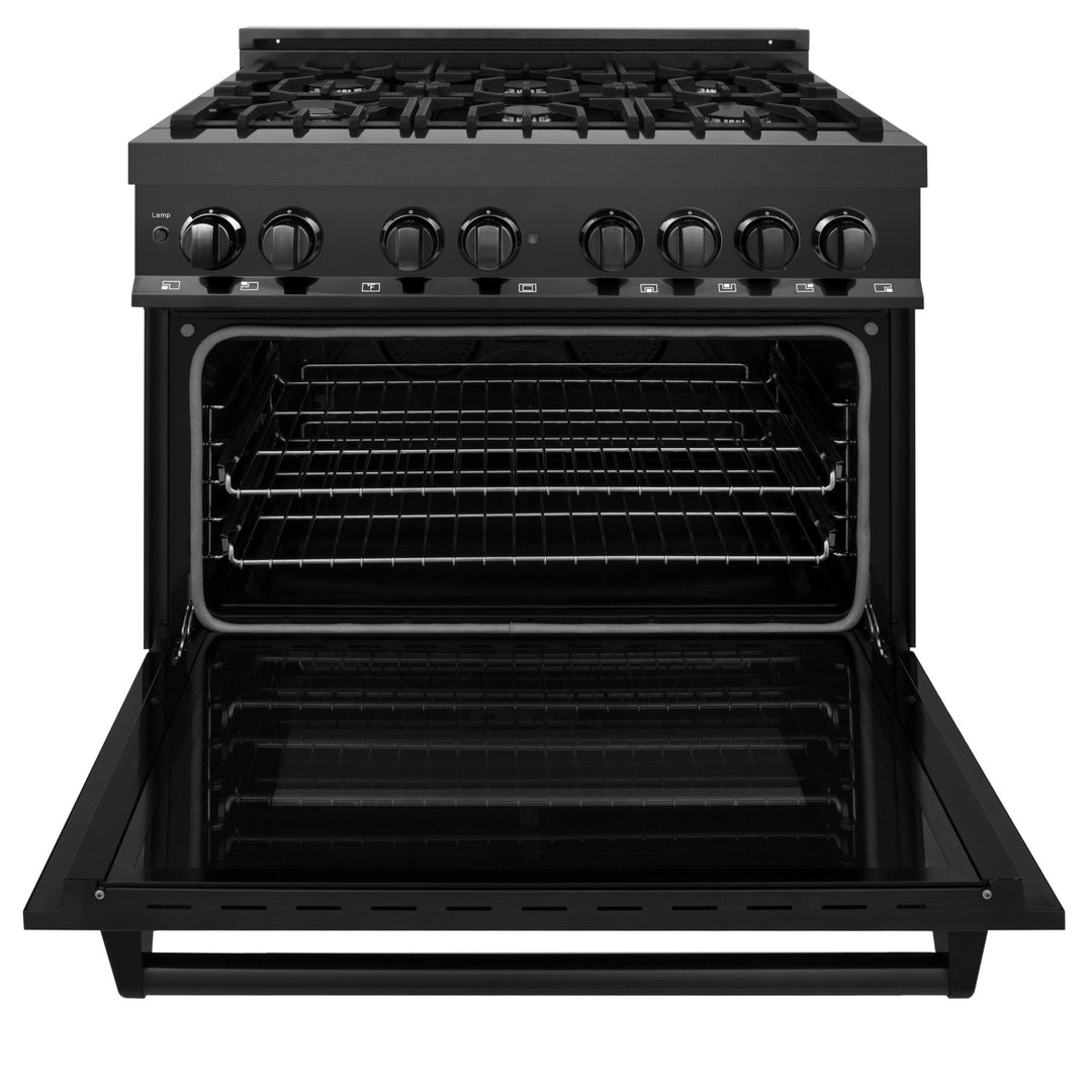 ZLINE 36" Black Stainless 4.6 cu.ft. 6 Gas Burner/Electric Oven Range