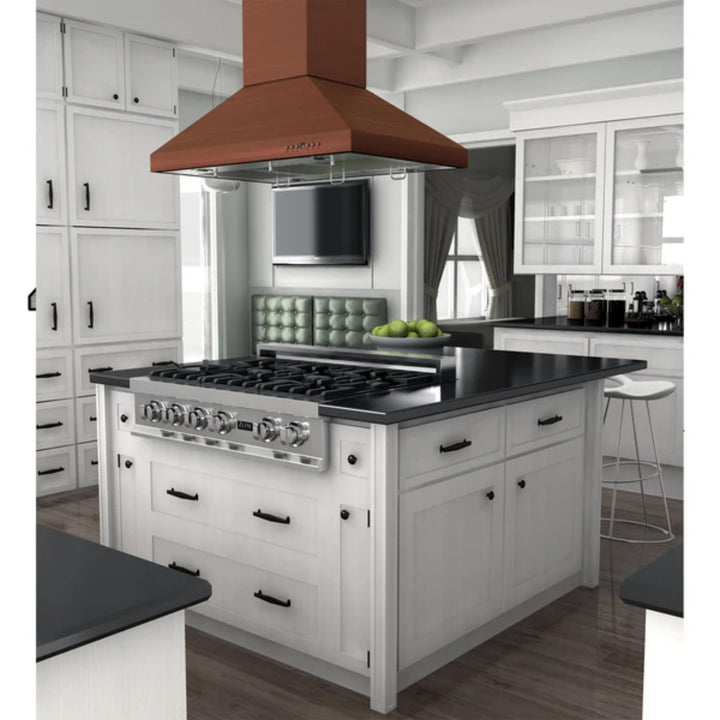 ZLINE 36" Designer Series Hand-Hammered Copper Island Mount Range Hood.