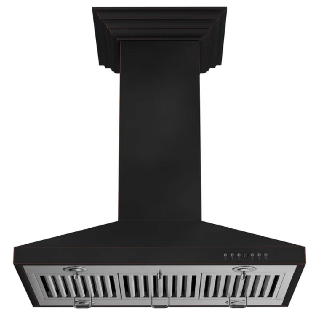 ZLINE 36" Designer Oil-Rubbed Bronze Island Mount Range Hood.