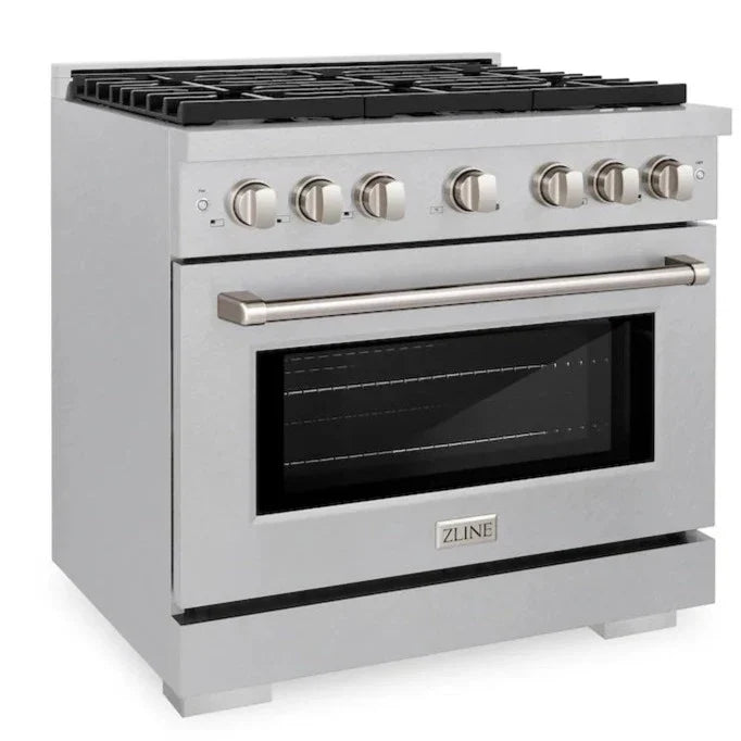 ZLINE Paramount 36" Gas Range with Convection Oven and 6 Brass Burners in DuraSnow® Stainless Steel, SGRS-BR-36