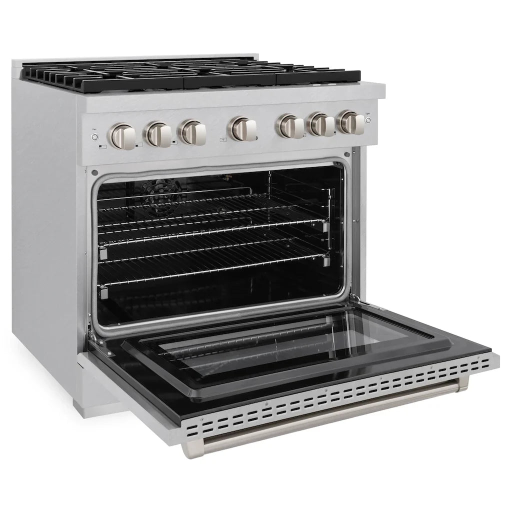 ZLINE Paramount 36" Gas Range with Convection Oven and 6 Brass Burners in DuraSnow® Stainless Steel, SGRS-BR-36