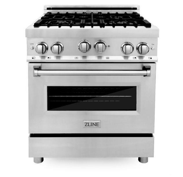 ZLINE 30" 4 Piece Stainless Range, Range Hood, Microwave &amp; Refrigerator