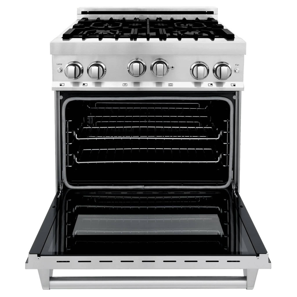 ZLINE 30" 4 Piece Stainless Range, Range Hood, Dishwasher &amp; Microwave