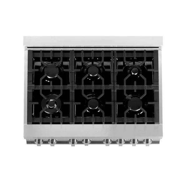 ZLINE 36" Dual Fuel Range, 36" Refrigerator, Convertible Wall Mount Hood, 3-Rack Dishwasher