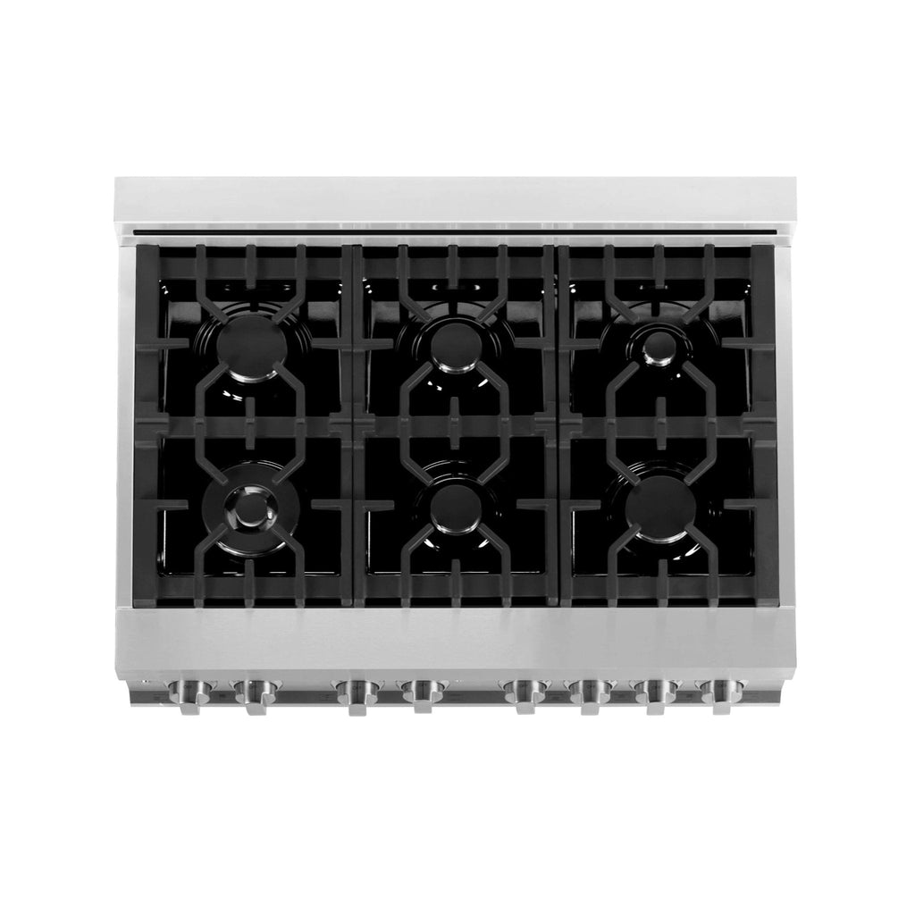 ZLINE 36" 4 Piece Stainless Range, Range Hood, Dishwasher &amp; Microwave